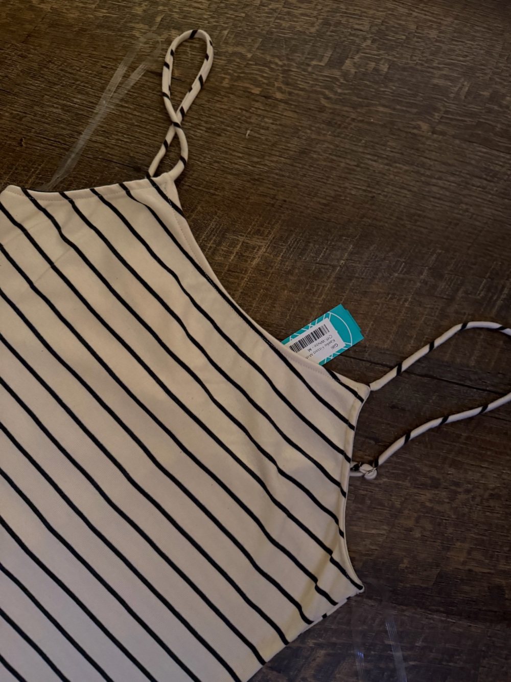 Gilli Cream and Black Striped Spaghetti Strap Top